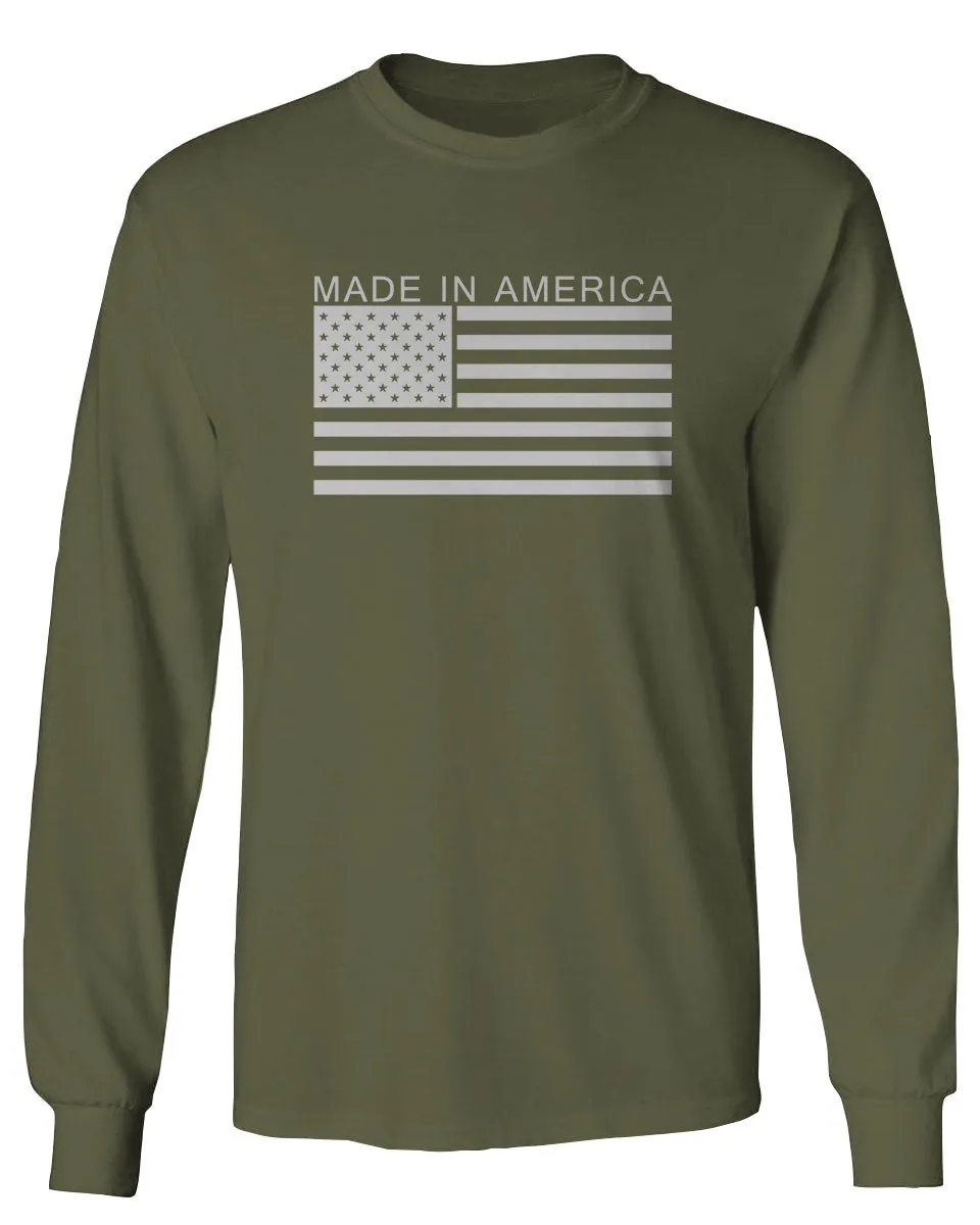 Patriotic American Proud Made in USA United States America Flag mens Long sleeve t shirt