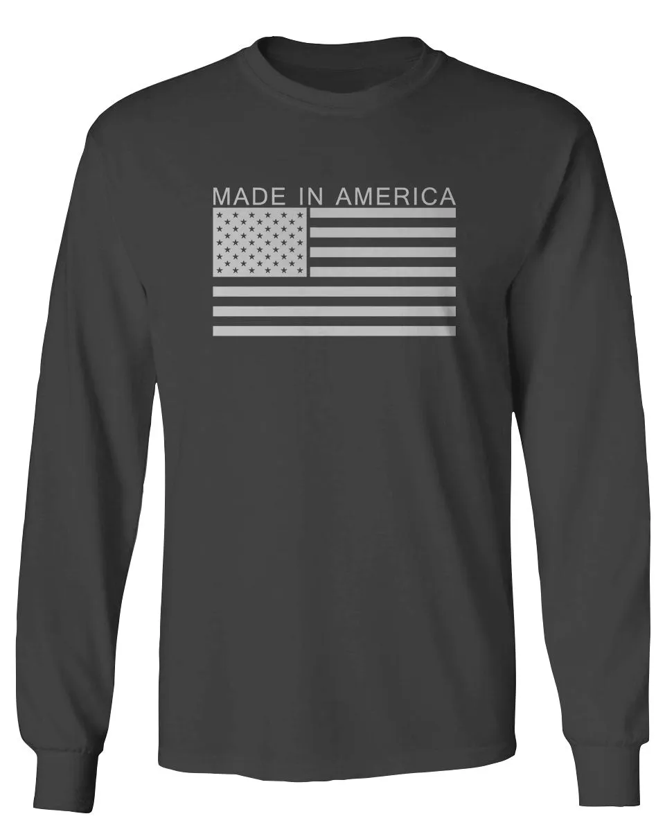 Patriotic American Proud Made in USA United States America Flag mens Long sleeve t shirt