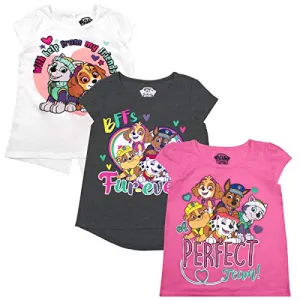Paw Patrol T-Shirts 3-Pack for Girls and Toddlers (Nickelodeon, Pink, Size 5)