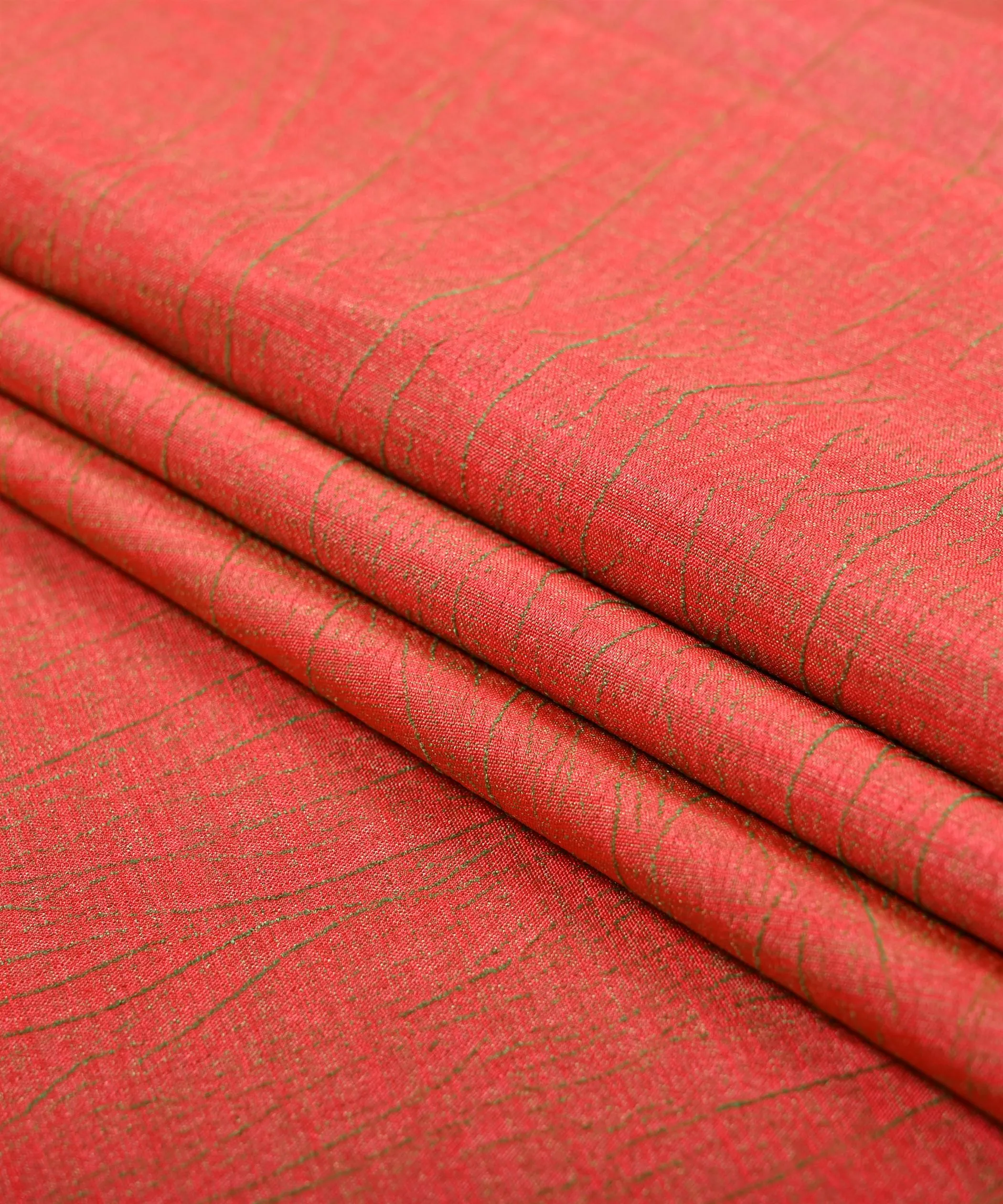 Peach Textured Semi Silk Fabric