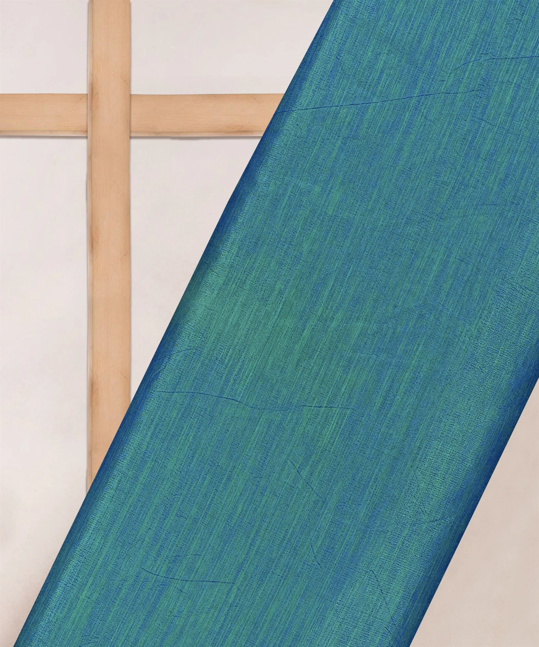 Peacock Blue Textured Semi Silk Fabric