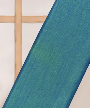 Peacock Blue Textured Semi Silk Fabric