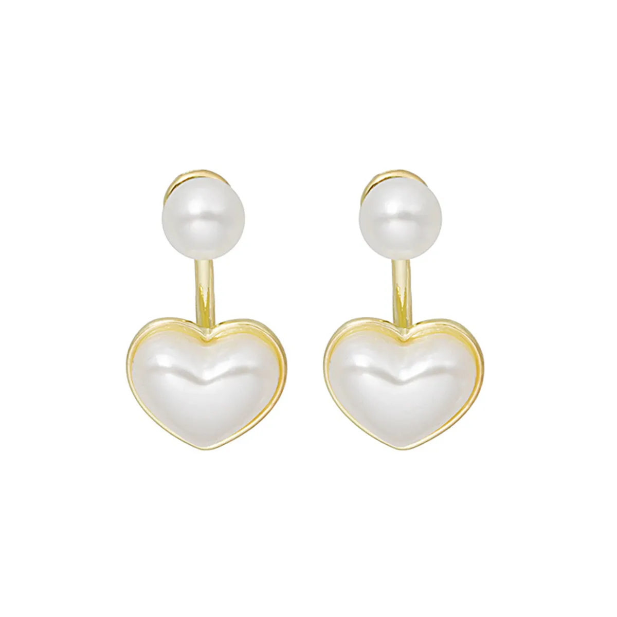 Pearl & 18K Gold-Plated Heart Ear Jackets