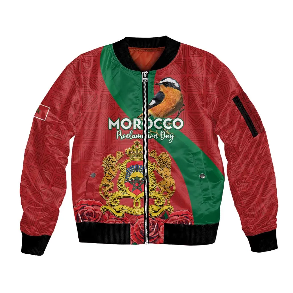 Personalised Afro Morocco Sleeve Zip Bomber Jacket Happy Proclamation Day - African Pattern LT15