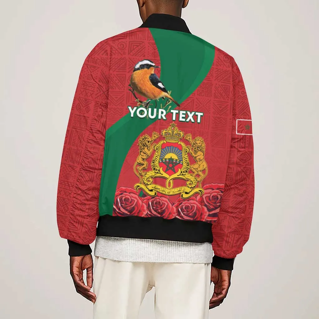 Personalised Afro Morocco Sleeve Zip Bomber Jacket Happy Proclamation Day - African Pattern LT15