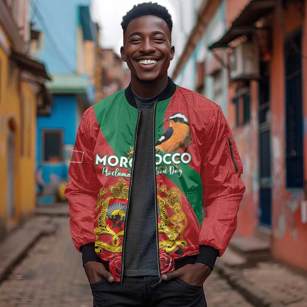 Personalised Afro Morocco Sleeve Zip Bomber Jacket Happy Proclamation Day - African Pattern LT15