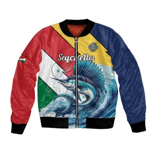 Personalised Afro Seychelles Bomber Jacket Sailfish With Coat Of Arms LT15