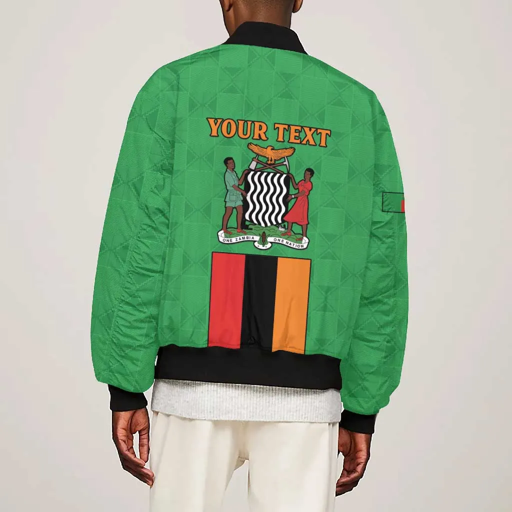 Personalised Afro Zambia Bomber Jacket Flag Style Mix Kente Pattern LT15