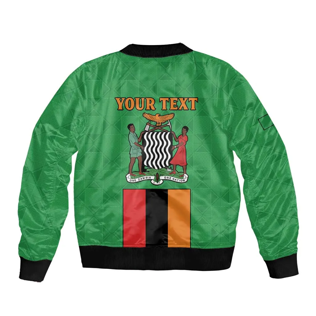 Personalised Afro Zambia Bomber Jacket Flag Style Mix Kente Pattern LT15