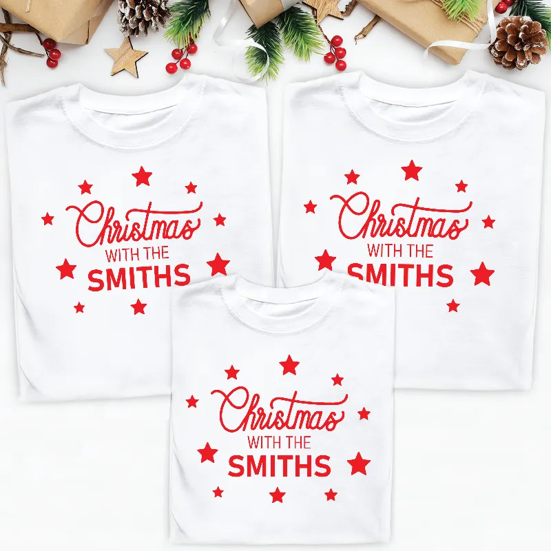 Personalised Christmas With Matching Family T-shirts