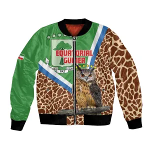 Personalised Equatorial Guinea Bomber Jacket Bubo Poensis With Coat Of Arms LT15