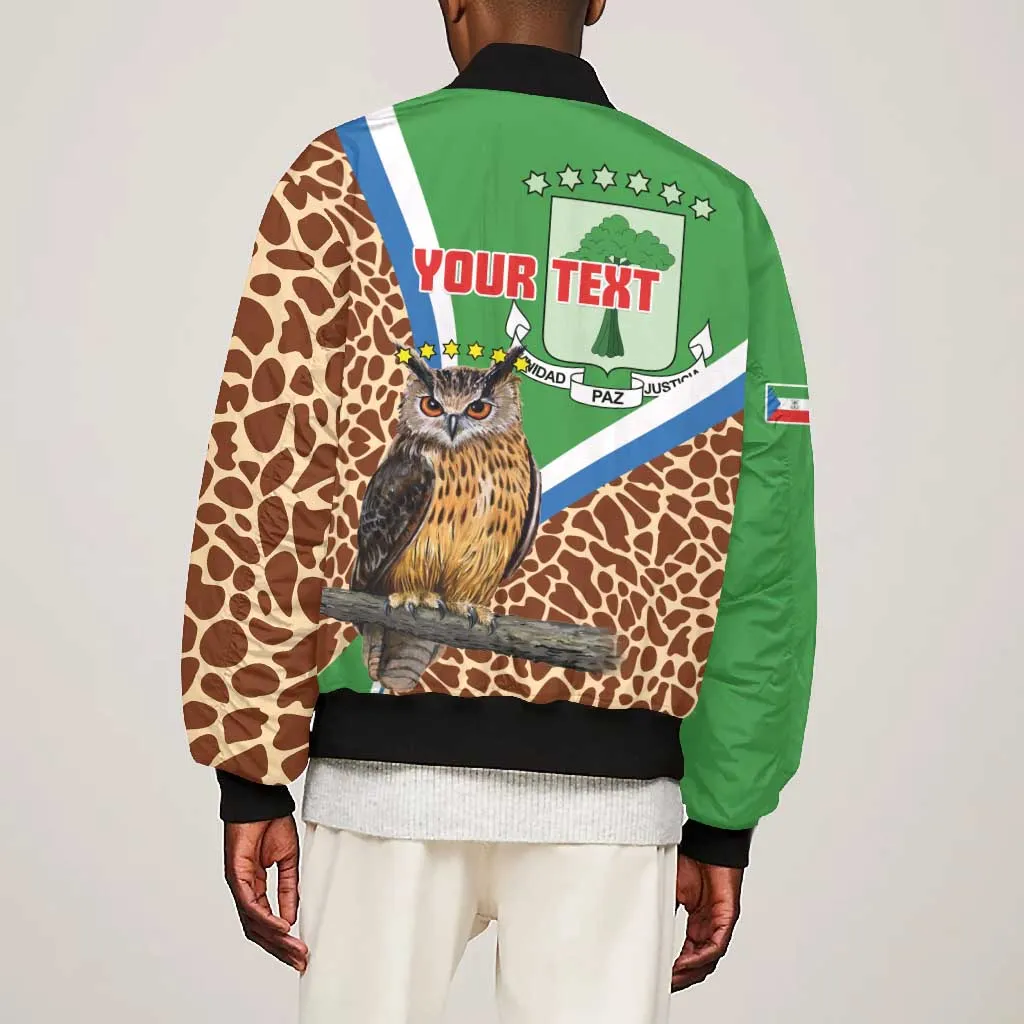 Personalised Equatorial Guinea Bomber Jacket Bubo Poensis With Coat Of Arms LT15