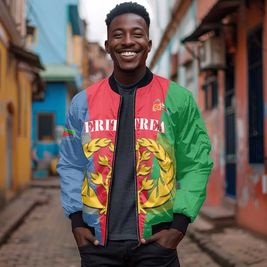 Personalised Eritrea Bomber Jacket Eritrean Map Mix African Pattern Simple Style LT14