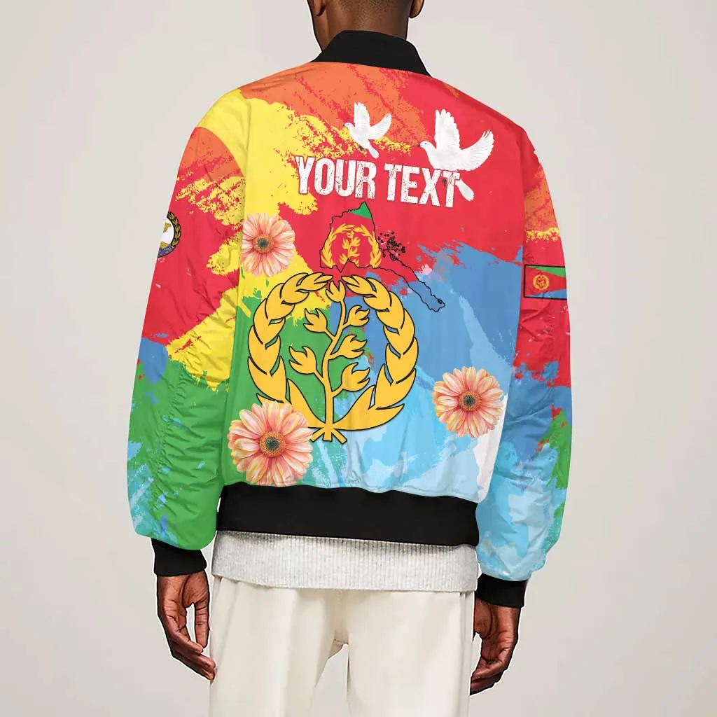 Personalised Eritrea Sleeve Zip Bomber Jacket Happy Independence Day LT15