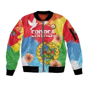 Personalised Eritrea Sleeve Zip Bomber Jacket Happy Independence Day LT15