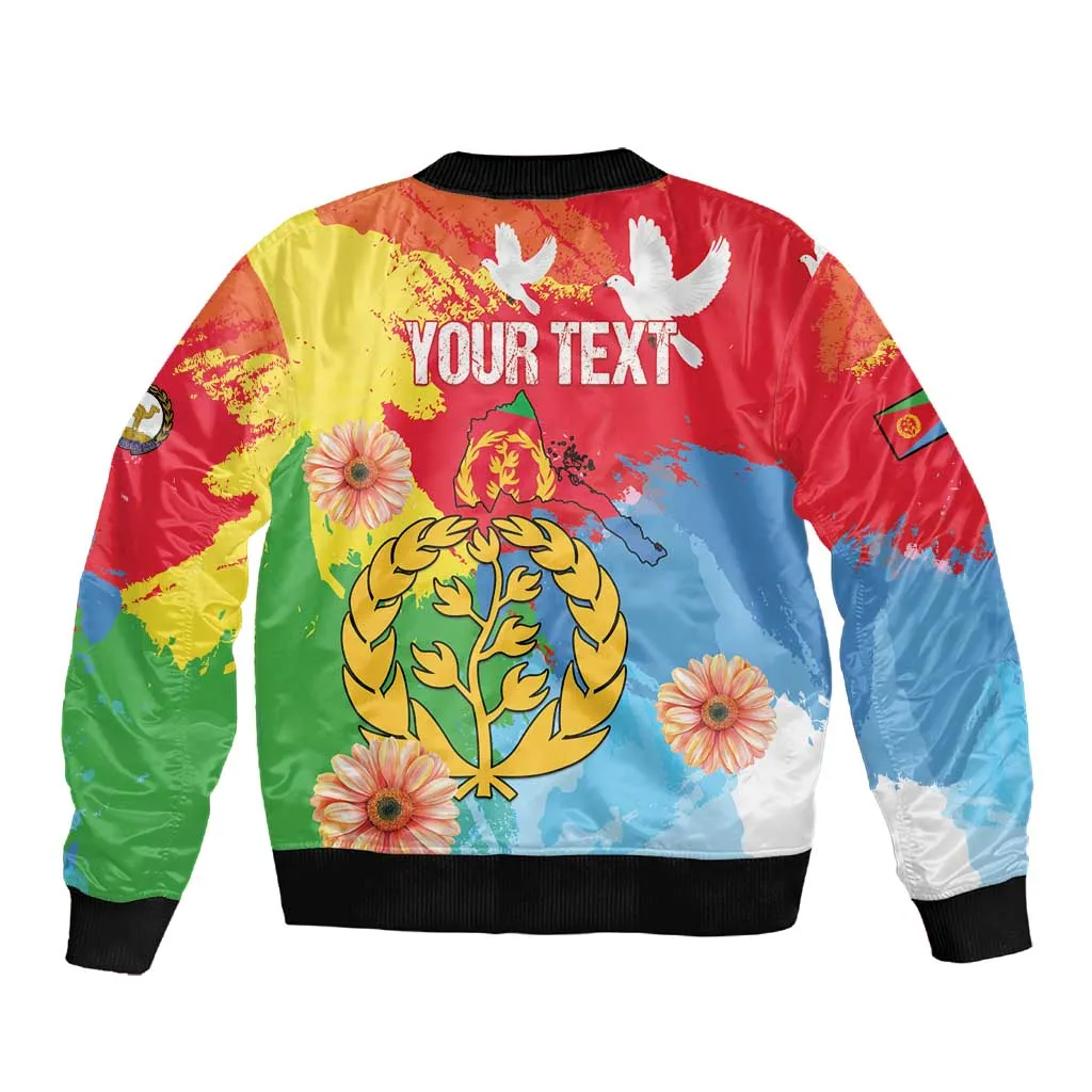 Personalised Eritrea Sleeve Zip Bomber Jacket Happy Independence Day LT15