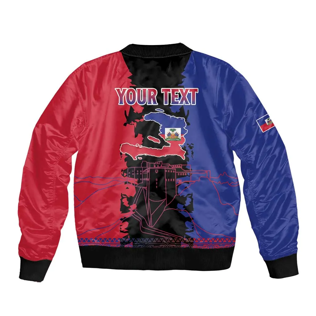 Personalised Haitian Heritage Month Bomber Jacket Coat Of Arms With Dashiki Pattern LT15