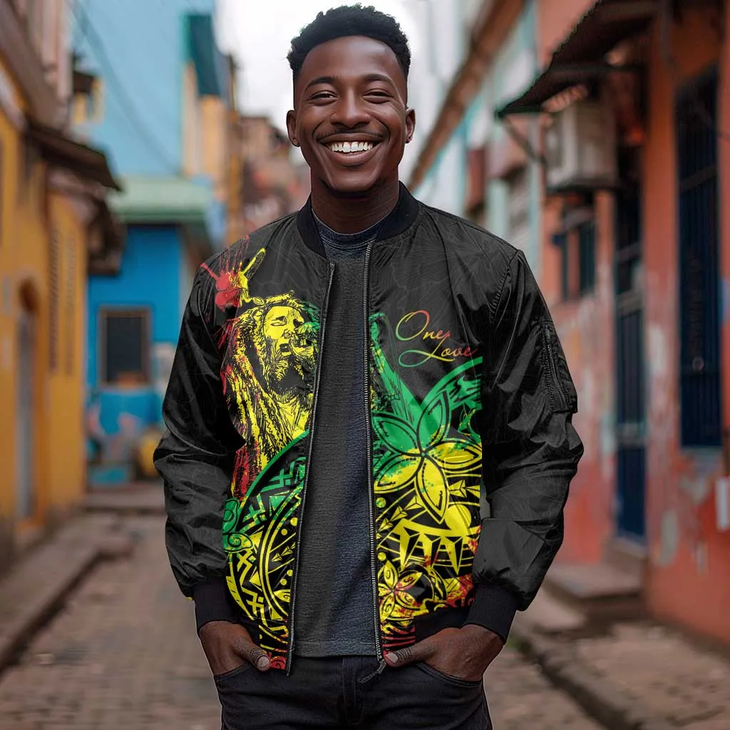 Personalised Jawaiian Reggae Sleeve Zip Bomber Jacket Afro-Polynesian Style LT7