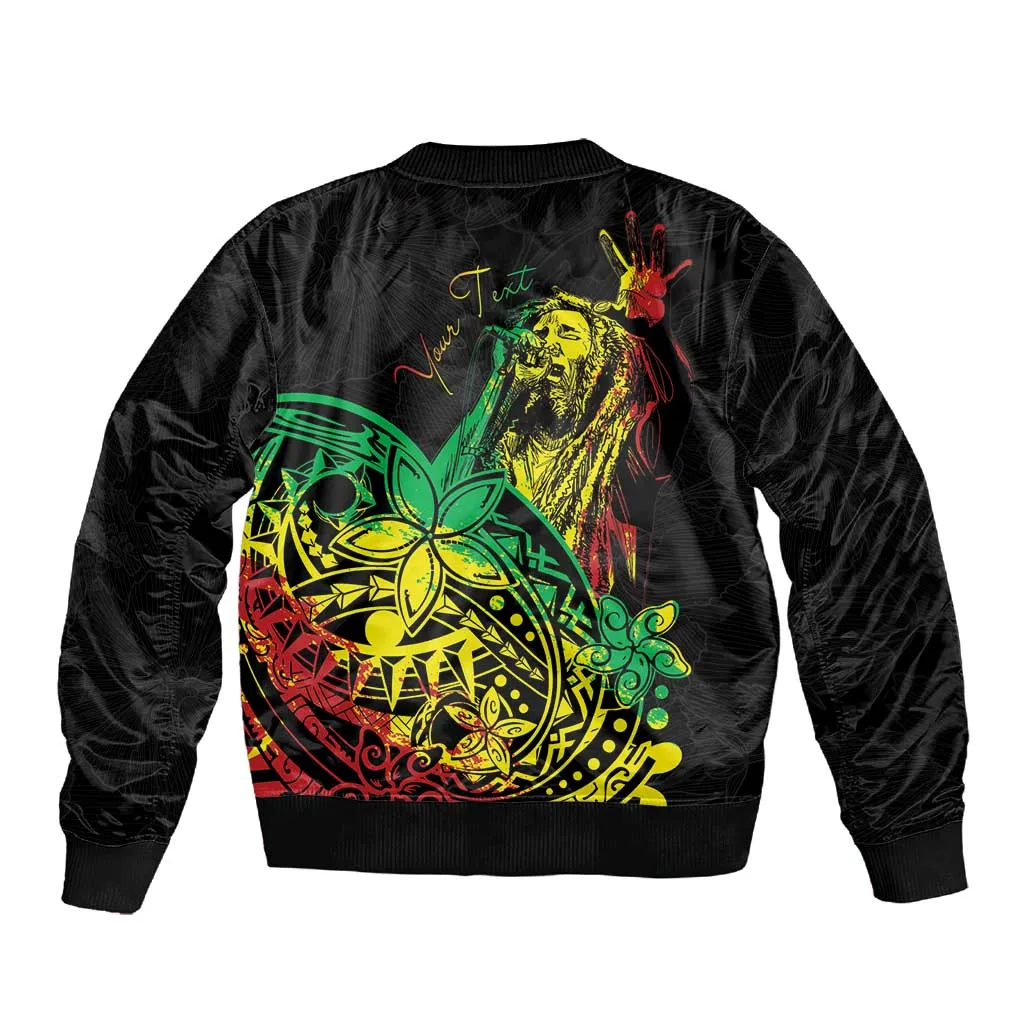 Personalised Jawaiian Reggae Sleeve Zip Bomber Jacket Afro-Polynesian Style LT7