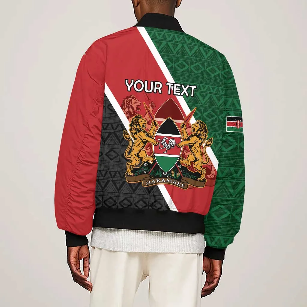 Personalised Kenya Sleeve Zip Bomber Jacket Flag Style - African Pattern LT15