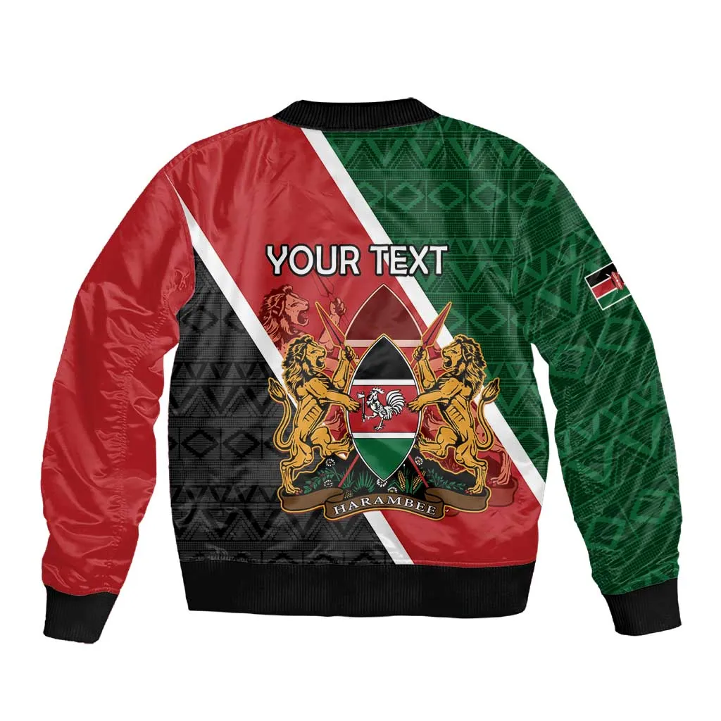 Personalised Kenya Sleeve Zip Bomber Jacket Flag Style - African Pattern LT15