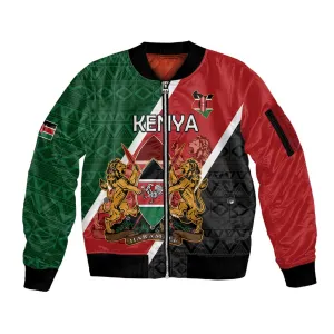 Personalised Kenya Sleeve Zip Bomber Jacket Flag Style - African Pattern LT15
