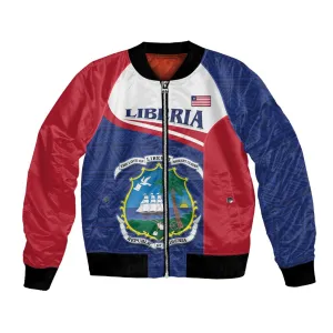 Personalised Liberia African Bomber Jacket Coat Of Arms Flag LT15