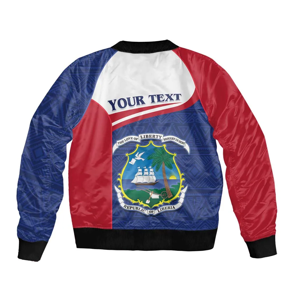Personalised Liberia African Bomber Jacket Coat Of Arms Flag LT15