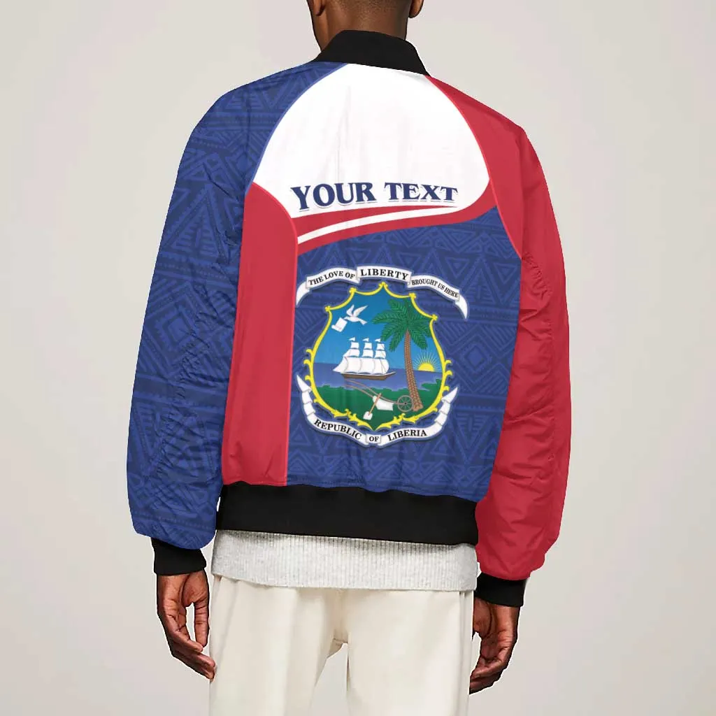 Personalised Liberia African Bomber Jacket Coat Of Arms Flag LT15