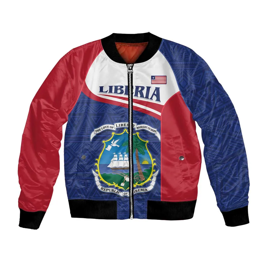 Personalised Liberia African Bomber Jacket Coat Of Arms Flag LT15