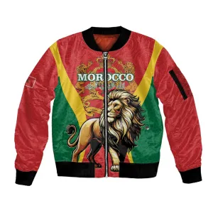 Personalised Morocco Sleeve Zip Bomber Jacket Barbary Lion - Proclamation Day LT15