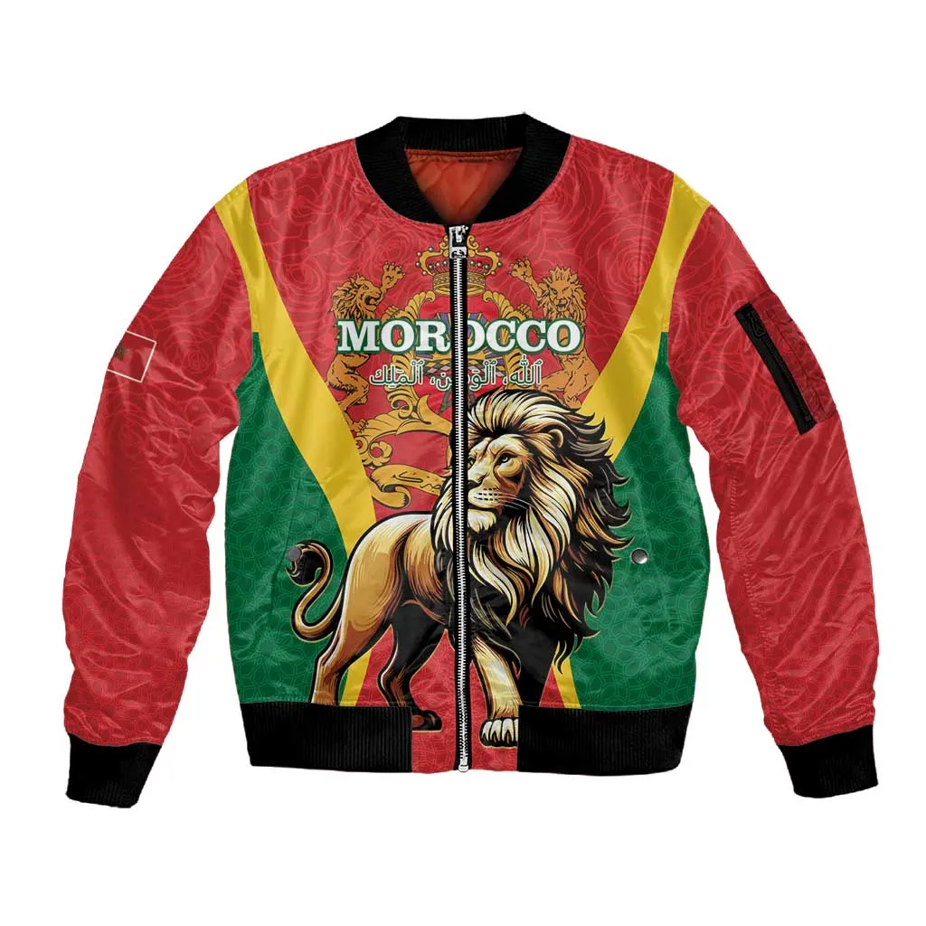 Personalised Morocco Sleeve Zip Bomber Jacket Barbary Lion - Proclamation Day LT15