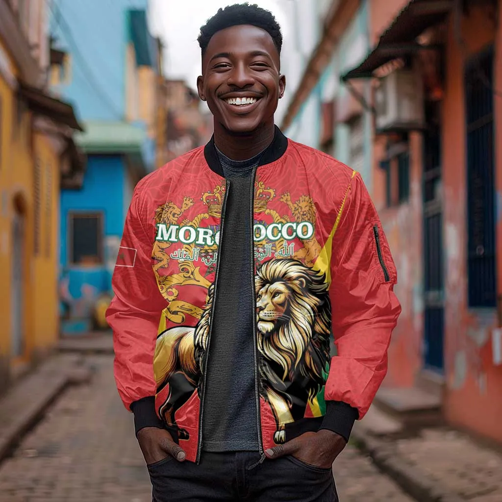 Personalised Morocco Sleeve Zip Bomber Jacket Barbary Lion - Proclamation Day LT15