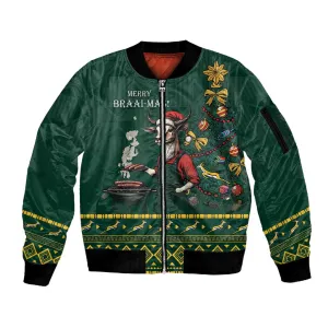 Personalised South Africa Sleeve Zip Bomber Jacket Springbok Christmas Braai LT7