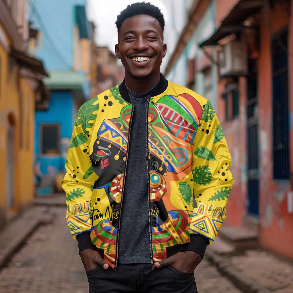 Personalized African Woman Bomber Jacket Tropical Style DT02