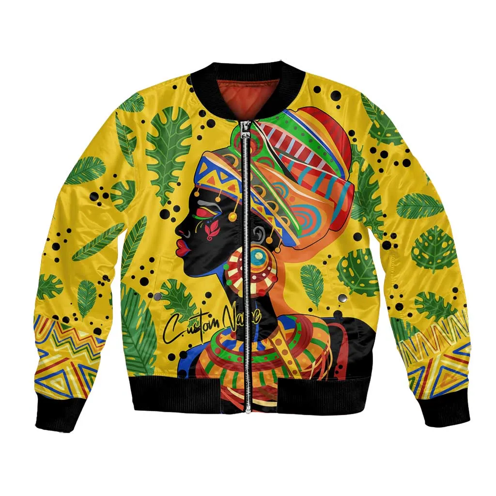 Personalized African Woman Bomber Jacket Tropical Style DT02