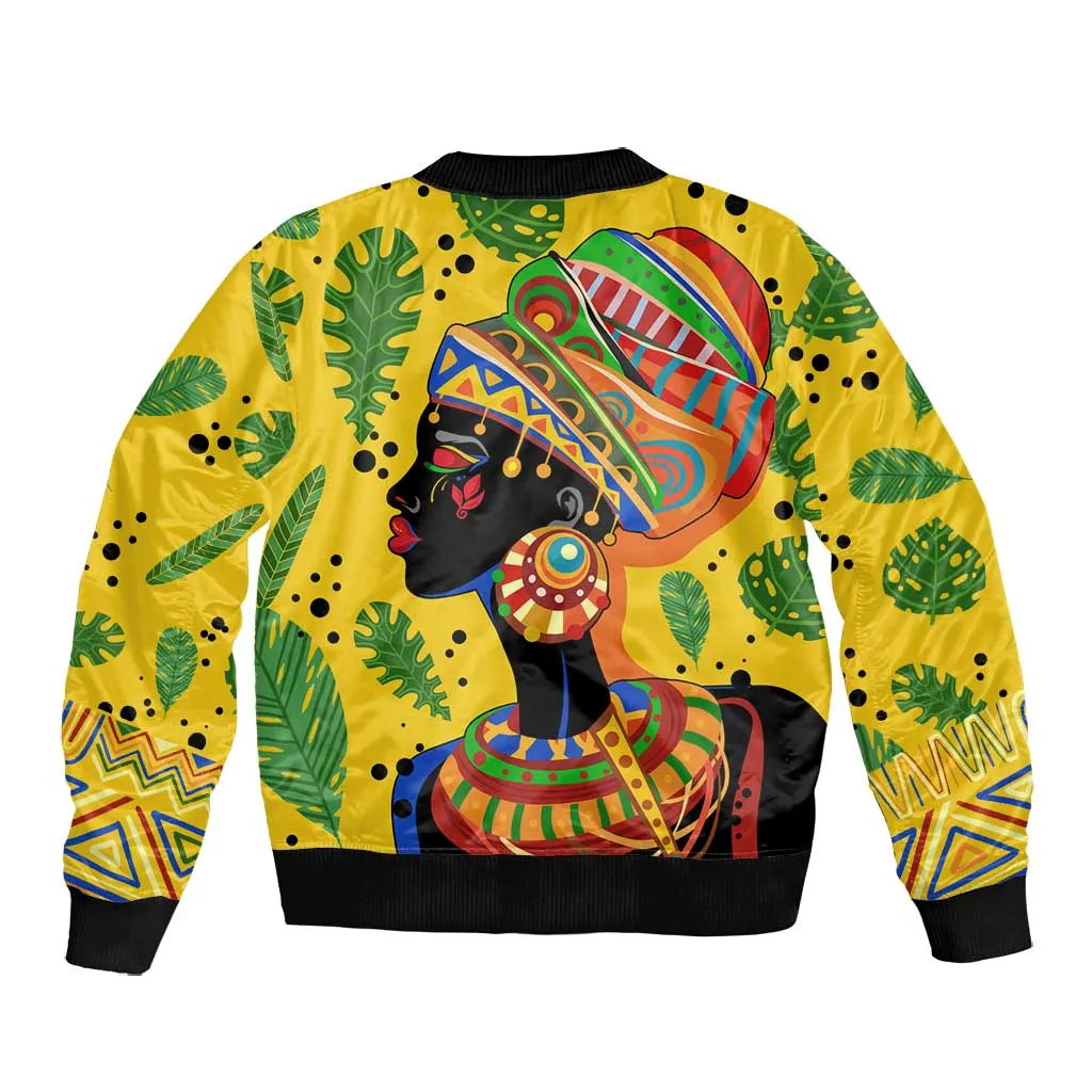 Personalized African Woman Bomber Jacket Tropical Style DT02