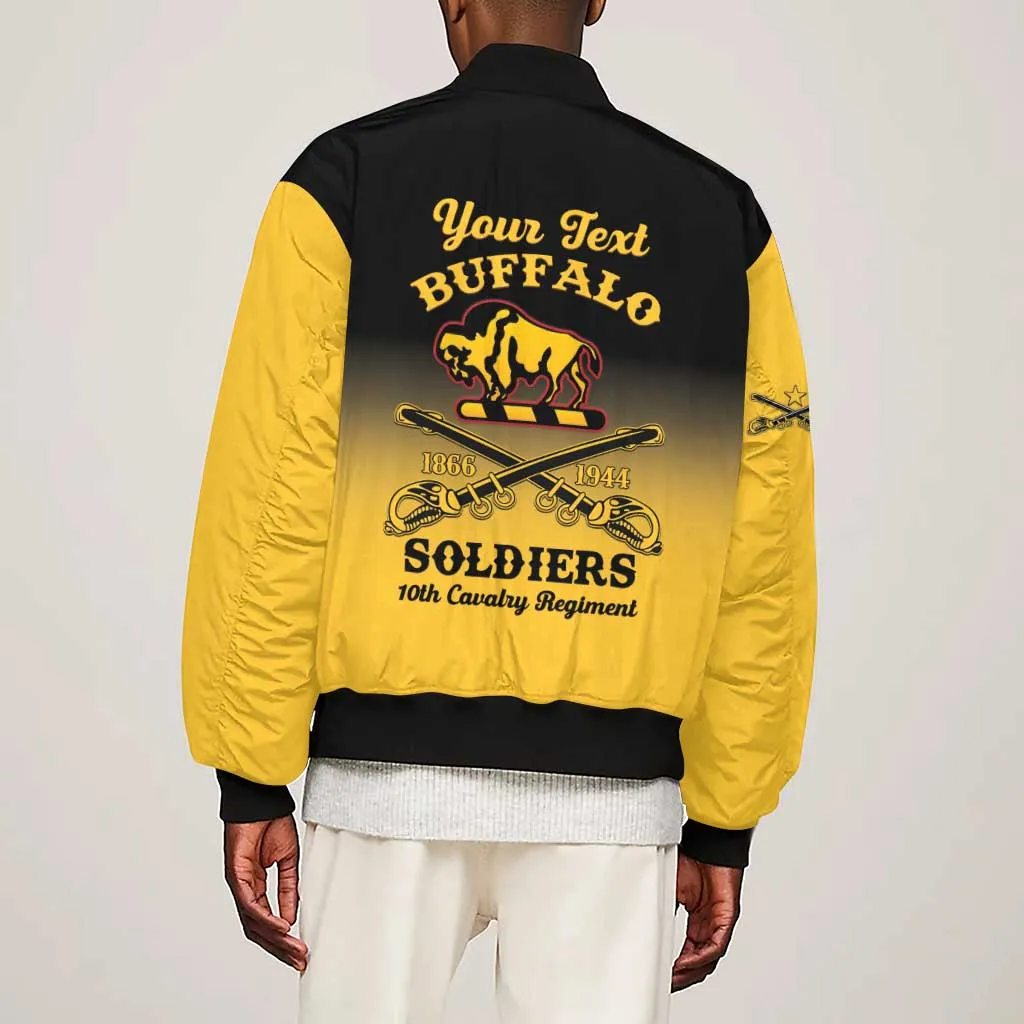 Personalized Afro-Americans Buffalo Soldiers Sleeve Zip Bomber Jacket 10th Cavalry Regiment LT15