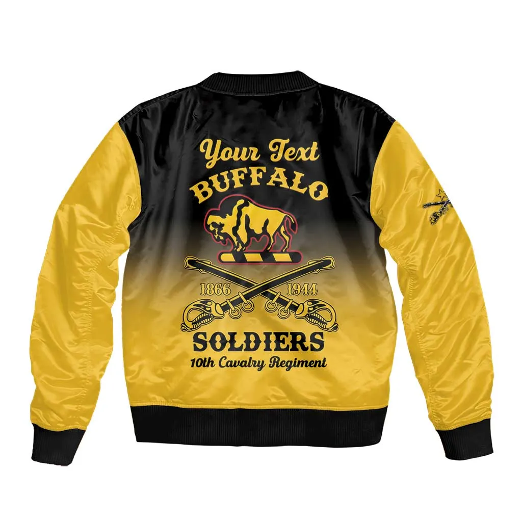 Personalized Afro-Americans Buffalo Soldiers Sleeve Zip Bomber Jacket 10th Cavalry Regiment LT15