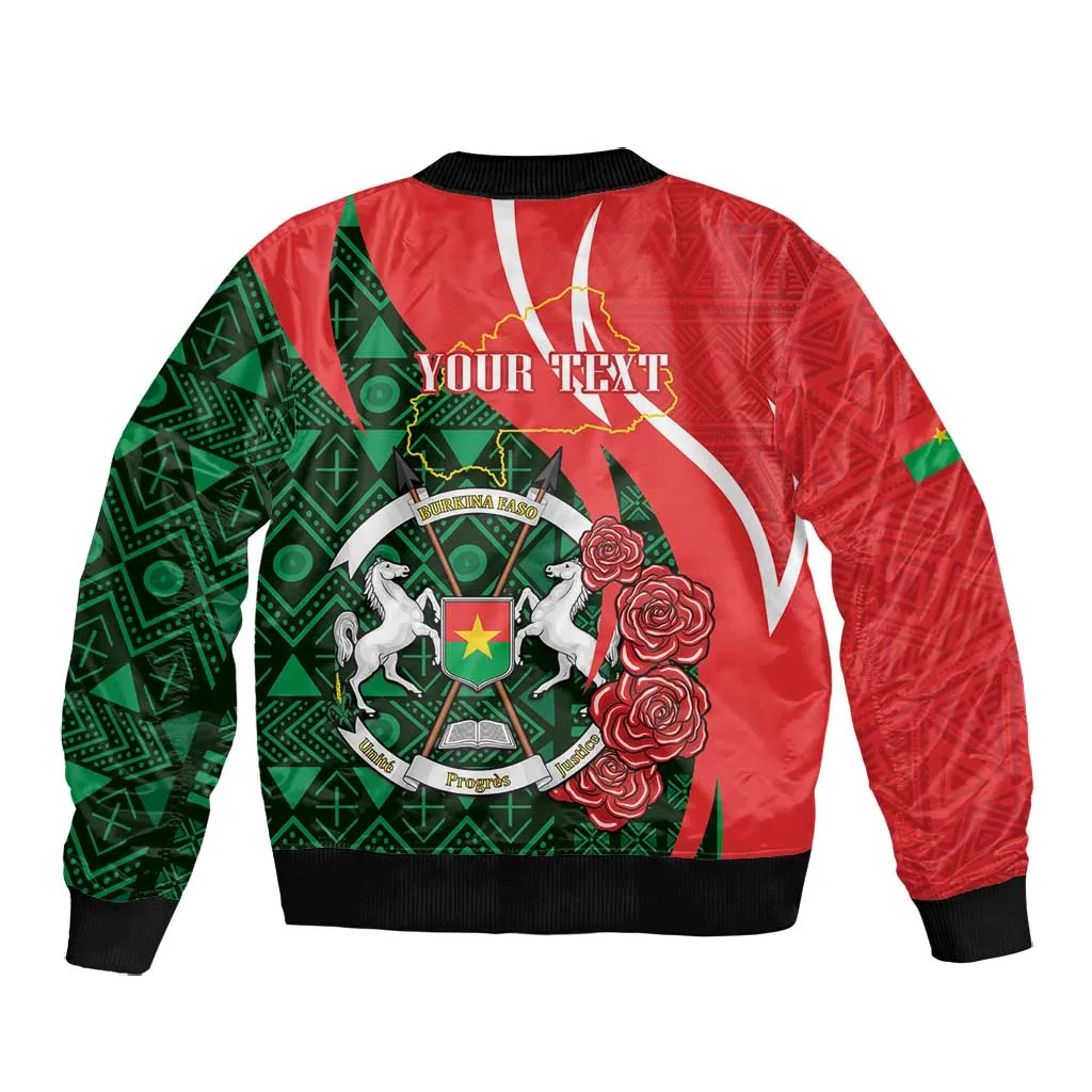 Personalized Burkina Faso Republic Day Bomber Jacket Bogolan Mudcloth - Coat Of Arms Design LT14