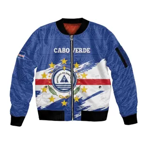 Personalized Cape Verde Sleeve Zip Bomber Jacket Coat Of Arms - African Pattern LT14
