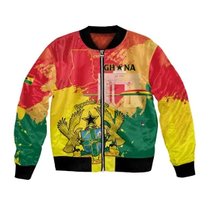 Personalized Ghana Republic Day Bomber Jacket Black Star Square - Grunge Style LT15