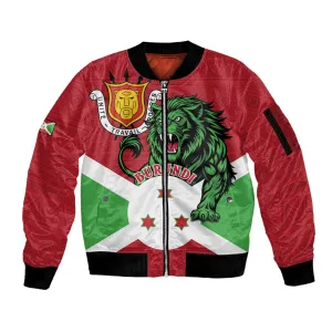Personalized Jamhuri ya Burundi Sleeve Zip Bomber Jacket Lion With Coat Of Arms - Flag Style LT15