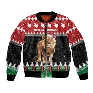 Personalized Kenya Christmas Bomber Jacket Lion Santa - Heri Ya Krismasi! LT14