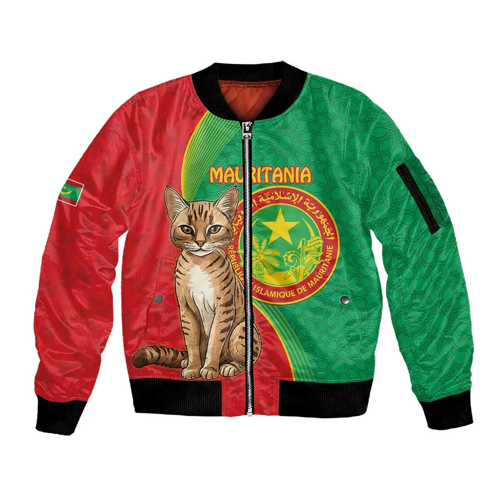 Personalized Mauritania Sleeve Zip Bomber Jacket Felis Lybica - Islamic Mix African Pattern LT15