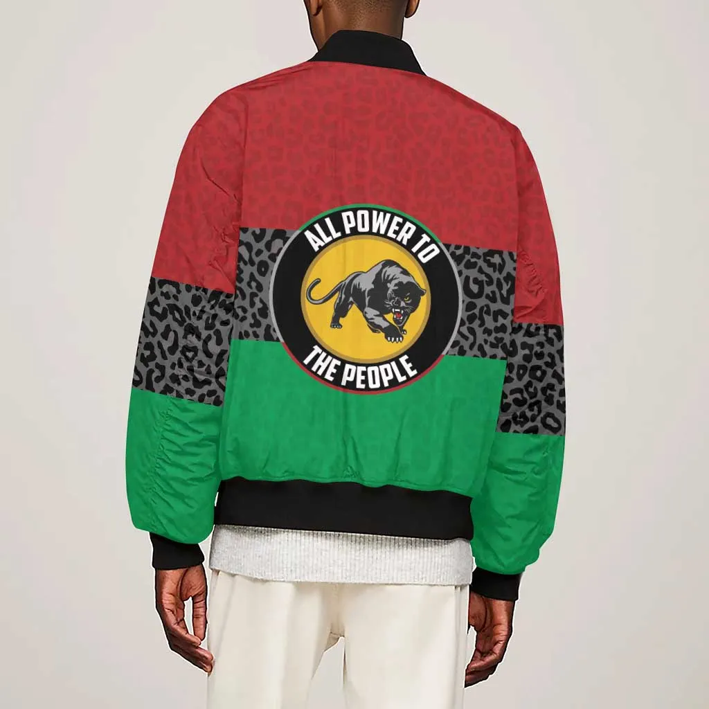 Personalized Pan African Black Panther Sleeve Zip Bomber Jacket All Power To The People DT03