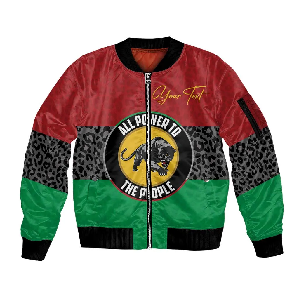 Personalized Pan African Black Panther Sleeve Zip Bomber Jacket All Power To The People DT03