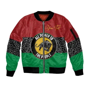 Personalized Pan African Black Panther Sleeve Zip Bomber Jacket All Power To The People DT03