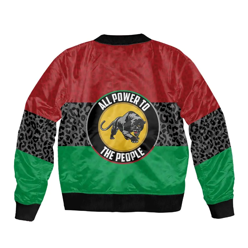 Personalized Pan African Black Panther Sleeve Zip Bomber Jacket All Power To The People DT03