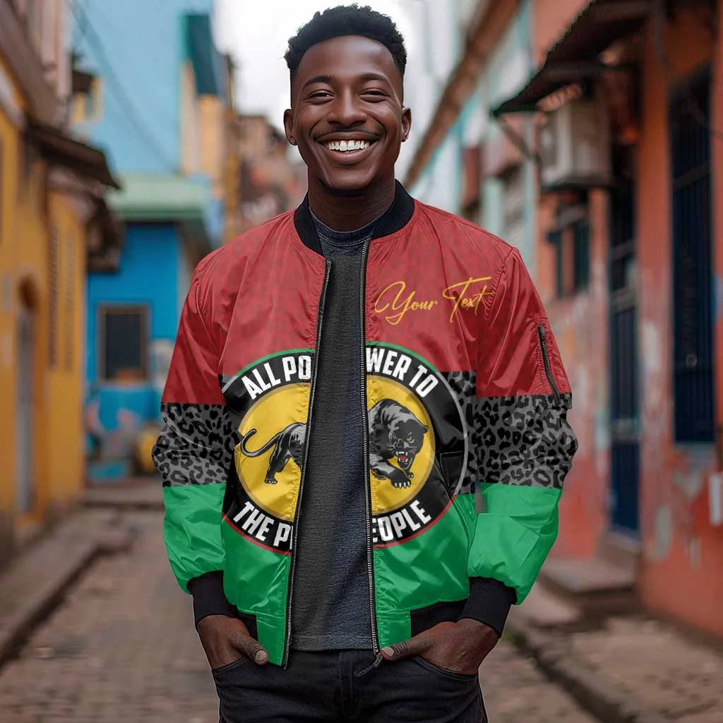 Personalized Pan African Black Panther Sleeve Zip Bomber Jacket All Power To The People DT03